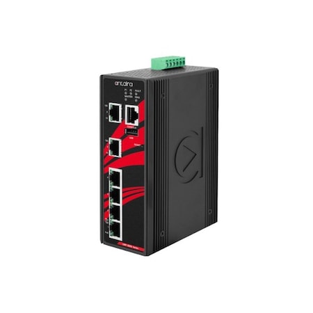 Antaira 6-Port Industrial PoE+ Light Layer 3 Managed Ethernet Switch LMP-0600-24-V2
